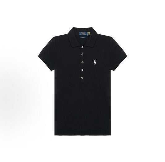 Ralph Lauren FW22 Solid-color Casual Straight-Tee Short-Sleeved Polo Shirt - Slim Fit - Women's - Black
