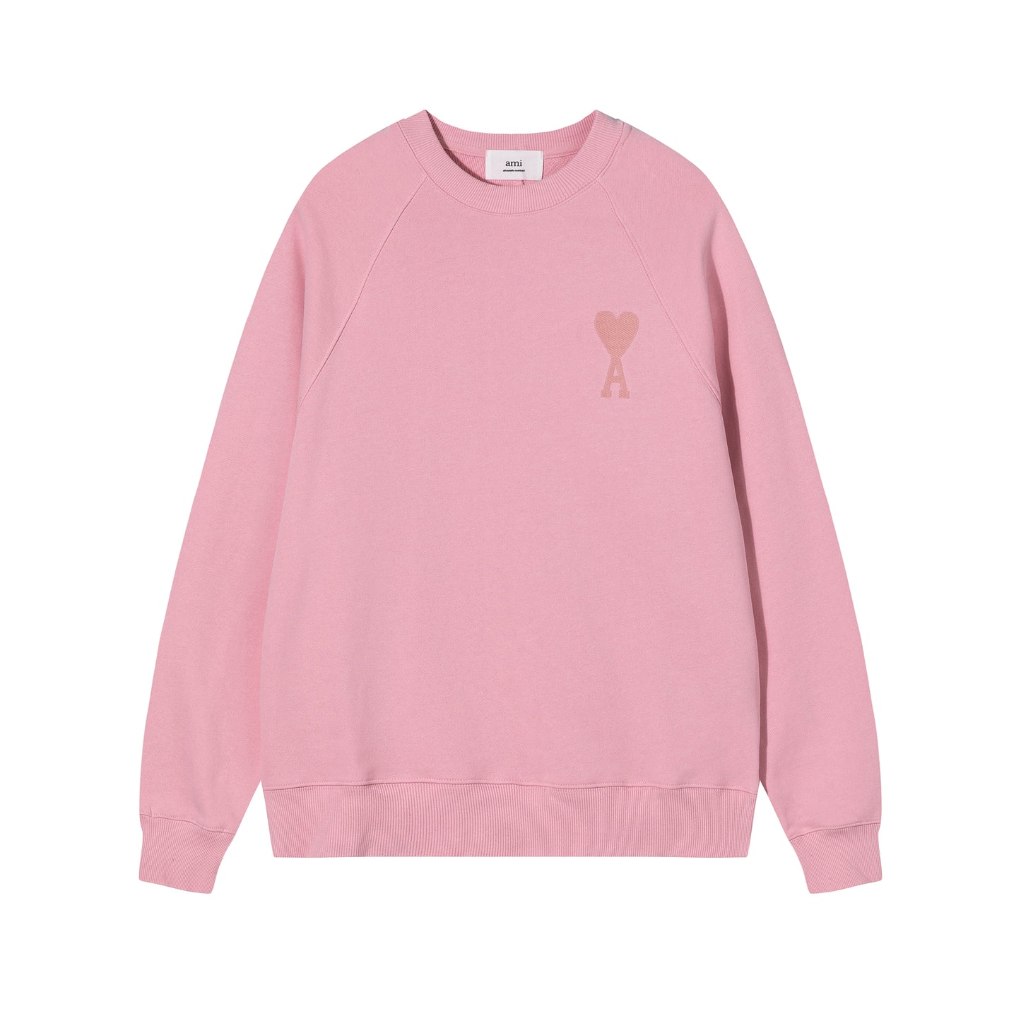 AMI  Solid Color Logo Crewneck Hoodie Pink