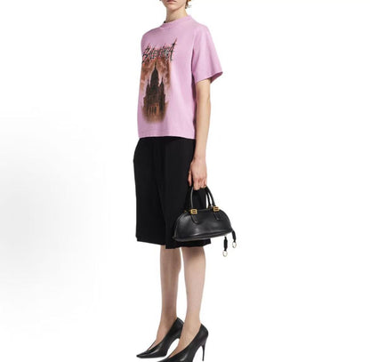 Balenciaga Paris Streetwear Vintage Round-neck Cotton Short-Sleeve T-Shirt for Women - Loose Fit
