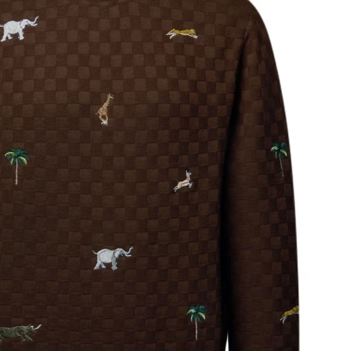LOUIS VUITTON × The Darjeeling Limited SS26 SpringSummer Collection Embroidered Long-Sleeved Round-Neck Pullover Sweater for Men