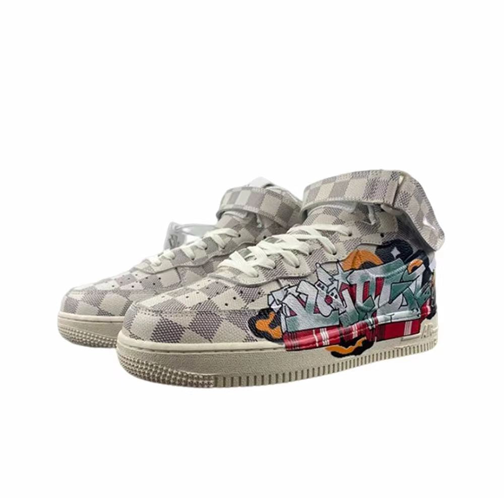 Louis Vuitton Nike Air Force 1 Mid By Virgil Abloh Graffiti unisex