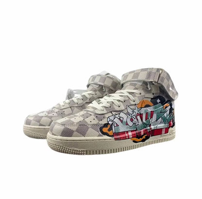 Louis Vuitton Nike Air Force 1 Mid By Virgil Abloh Graffiti unisex