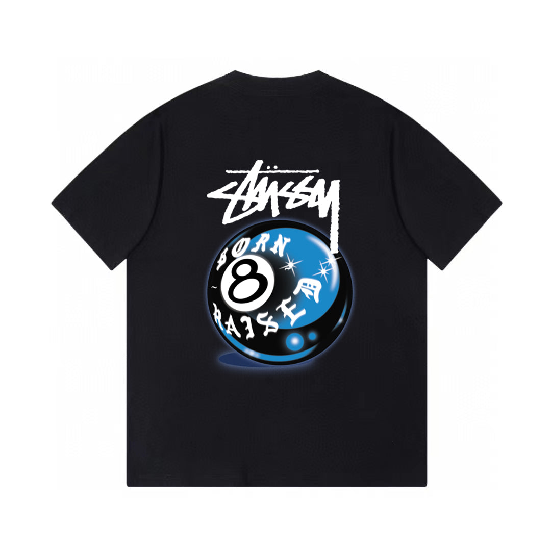 STUSSY 8 BALL PRINT TEE BLACK