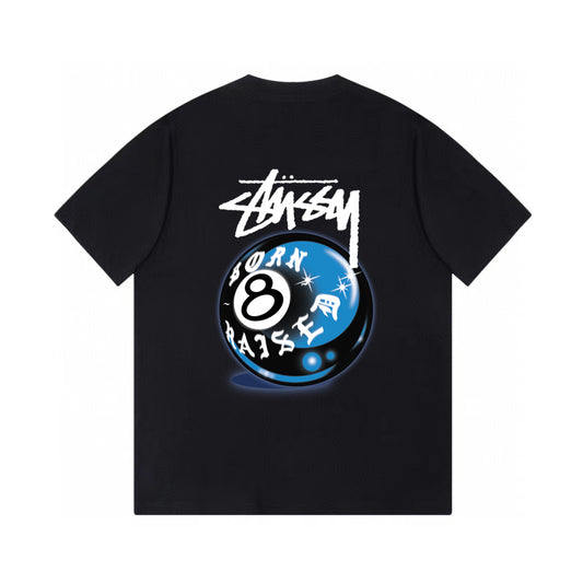 STUSSY 8 BALL PRINT TEE BLACK