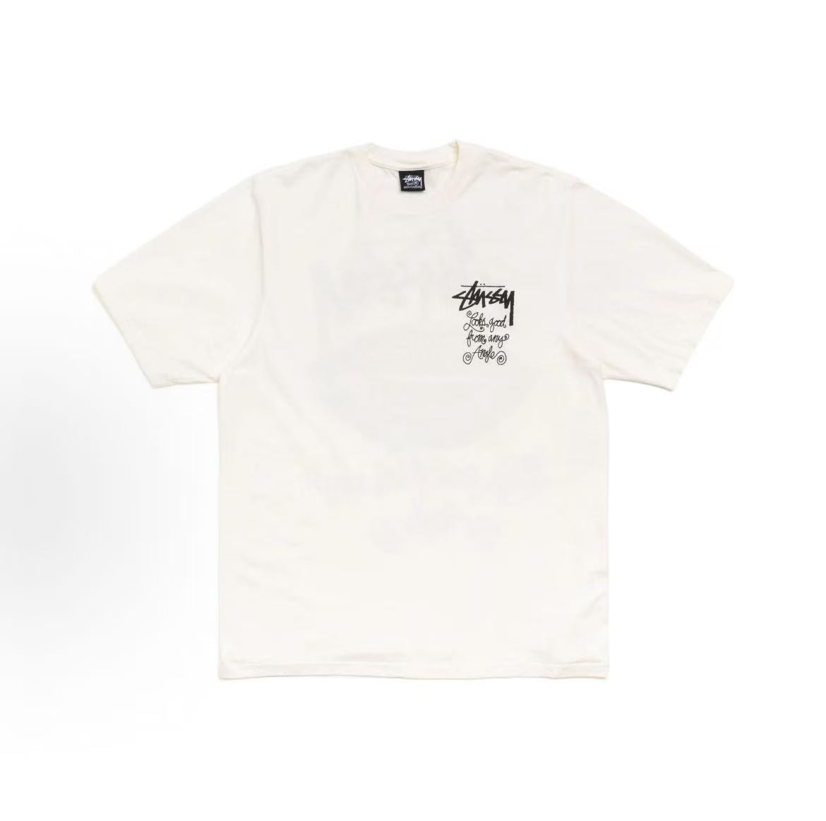 Stussy SS26 American street retro cursive logo printed short-sleeved T-shirt (men's and women's versions are the same)