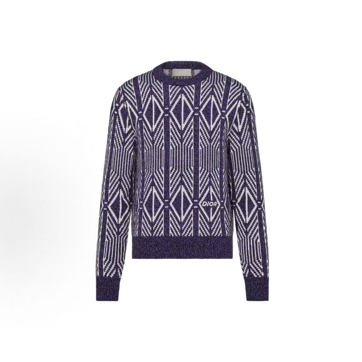 DIOR (Dior) SS22 Rectangle Stripe Round-neck Pullover Long-sleeved Sweater for Men in Purple