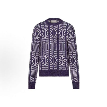 DIOR (Dior) SS22 Rectangle Stripe Round-neck Pullover Long-sleeved Sweater for Men in Purple