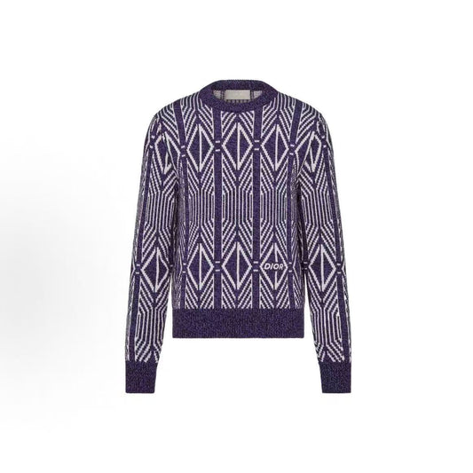 DIOR (Dior) SS22 Rectangle Stripe Round-neck Pullover Long-sleeved Sweater for Men in Purple