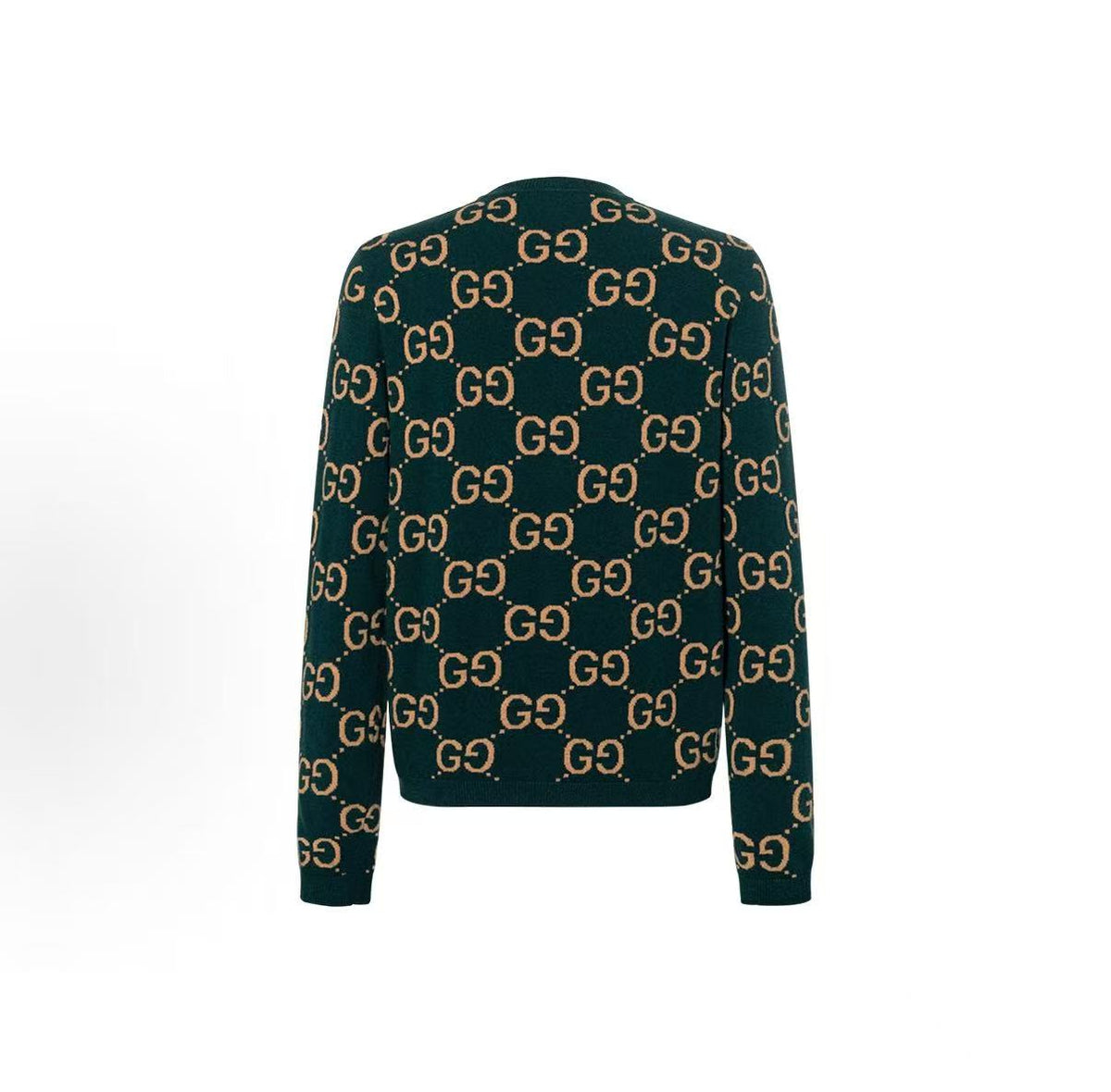 GUCCI GG Lettered Jacquard Round-neck Pullover Long-sleeved Sweater for Men in Green