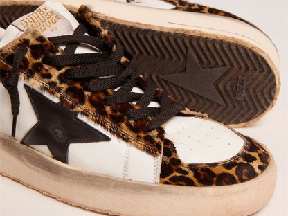 حذاء سنيكرز Stardan من GOLDEN GOOSE بالجلد الأسود بالكامل بلمسة نهائية عتيقة