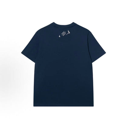 LOUIS VUITTON FW25 Autumn-Winter Men's Collection: Plaid Logo Round-neck Short-sleeved T-shirt for Men - Blue