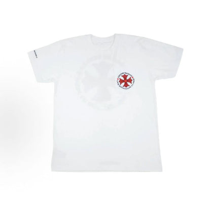 Chrome Hearts Back Red Cross Sanskrit Letters Horse-Shoe T-Shirt - Same Style for Both Men and Women, Couple's Item, White