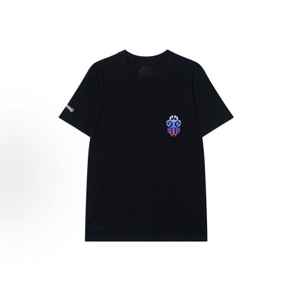 Chrome Hearts Color Gradient Horse Hoof Sleeve Roll-Up Short-Sleeve T-shirt (for both men and women) White