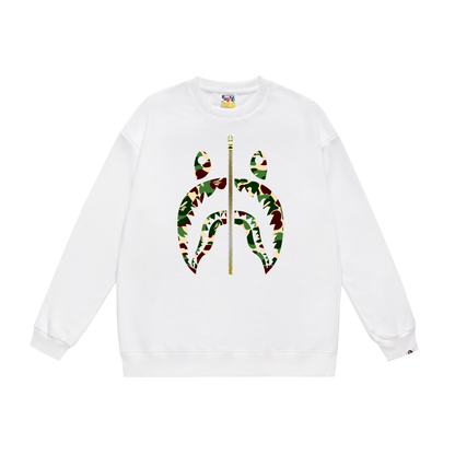 A Bathing Ape Basic Shark Head Print Zipper Hoodie White