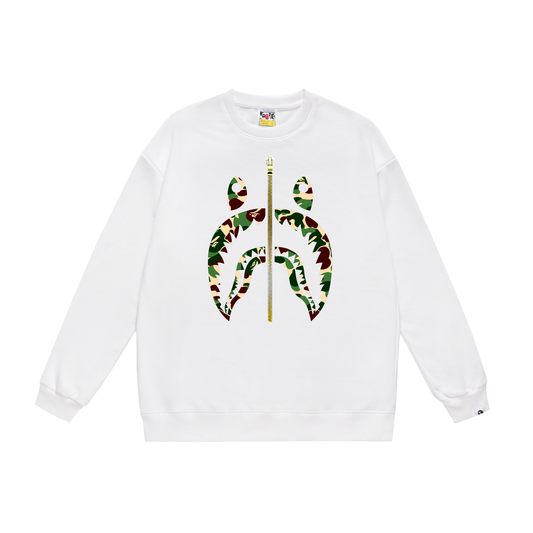 A Bathing Ape Basic Shark Head Print Zipper Hoodie White