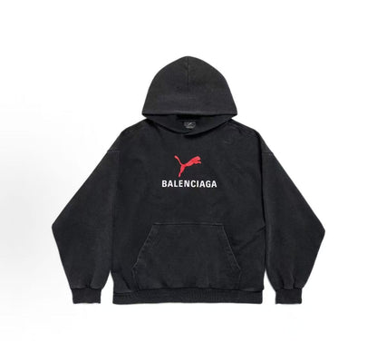 Balenciaga x PUMA / Puma FW25 Fade Washed Hooded Crocodile-Style Padded Long-Sleeved Jacket Regular Fit Men's Style