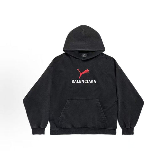 Balenciaga x PUMA / Puma FW25 Fade Washed Hooded Crocodile-Style Padded Long-Sleeved Jacket Regular Fit Men's Style