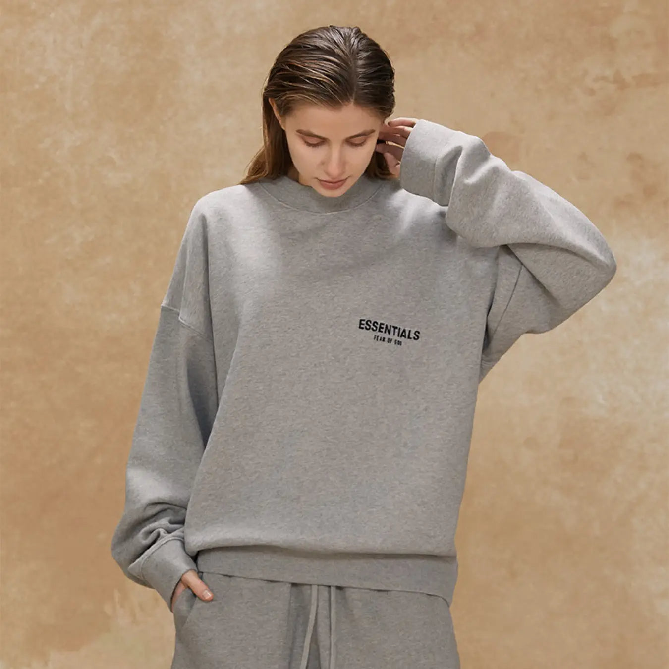 FOG FEAR OF GOD 22 double row flocking round neck sweatshirt ESSENTIALS casual top