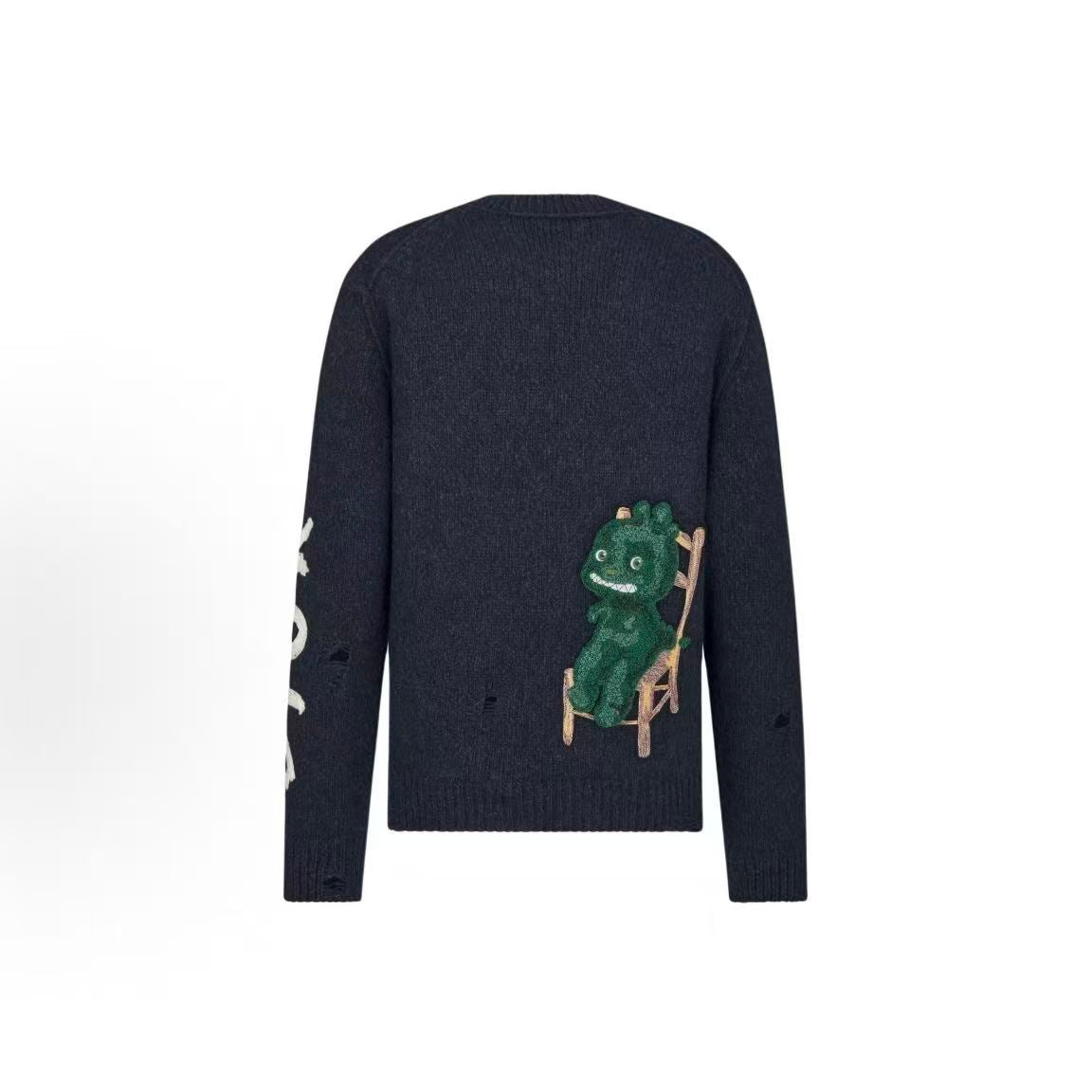 DIOR (Dior) SS24 Letter Embroidery Round-neck Casual Long-sleeve Knit Shirt for Men