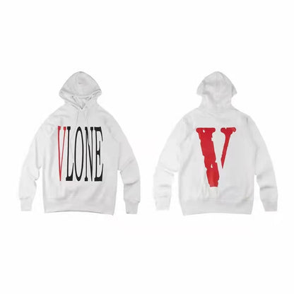 VLONE Logo Print Hoodie White/Red