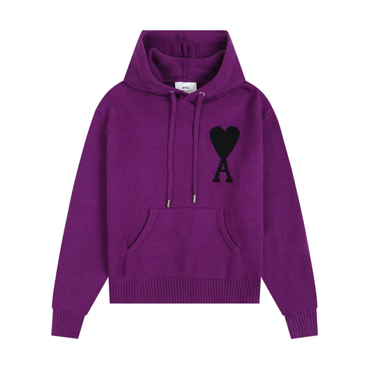 AMI Big Logo Hooded Sweater Purple