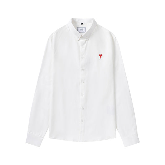 AMI Long Sleeve Logo Shirt White