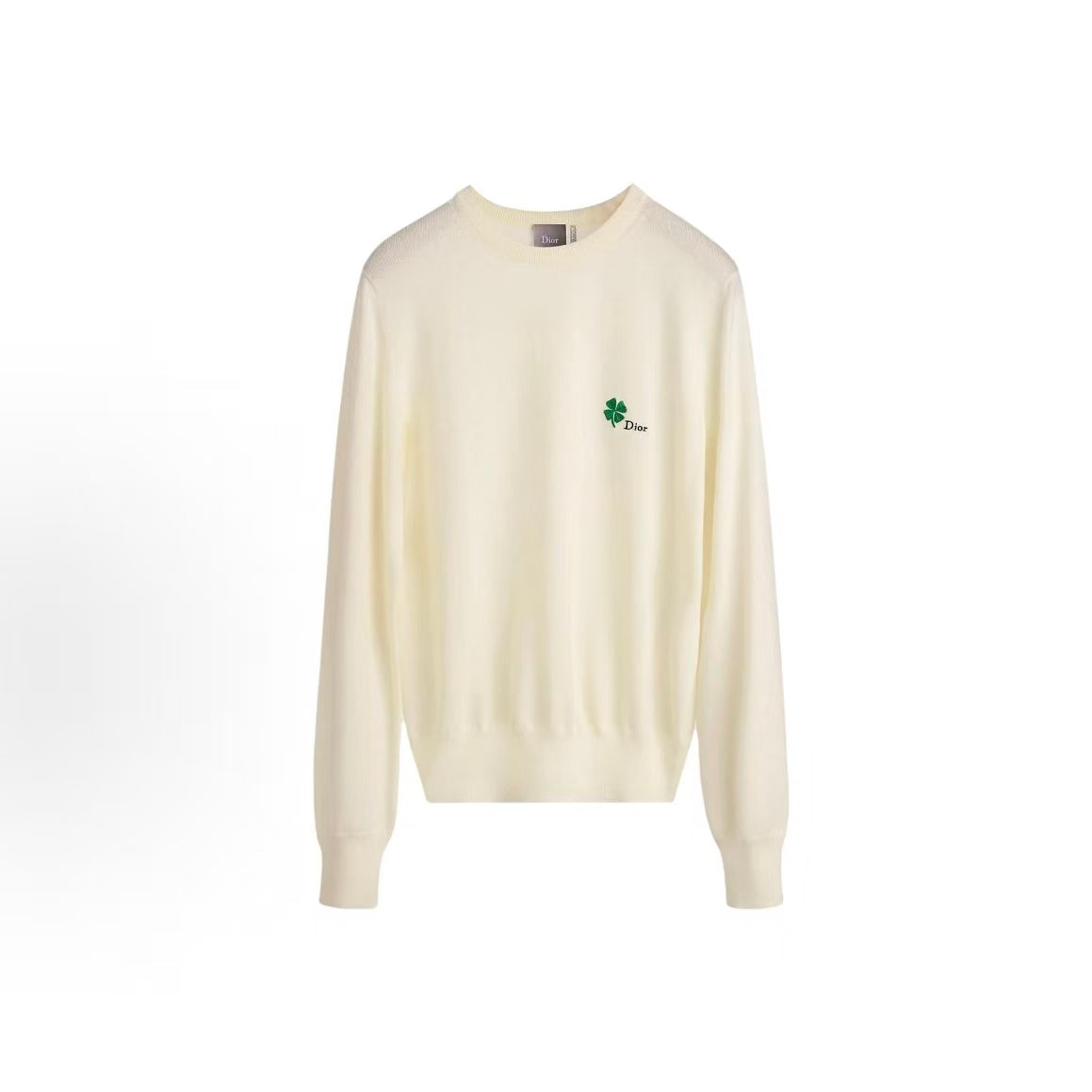 DIOR (Dior) SS26 Summer Collection - Four-leaf clover embroidered crew-neck ribbed collar sweater for men