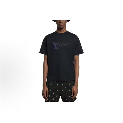 LOUIS VUITTON SS25 Spring Men's Collection Logo Letter Round-neck Short-sleeved T-shirt for Men - Black