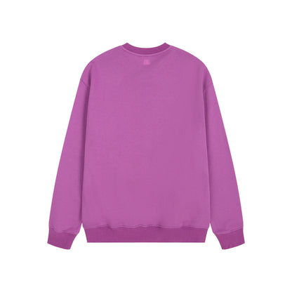 AMI Solid Color Crew Neck Hoodie Purple