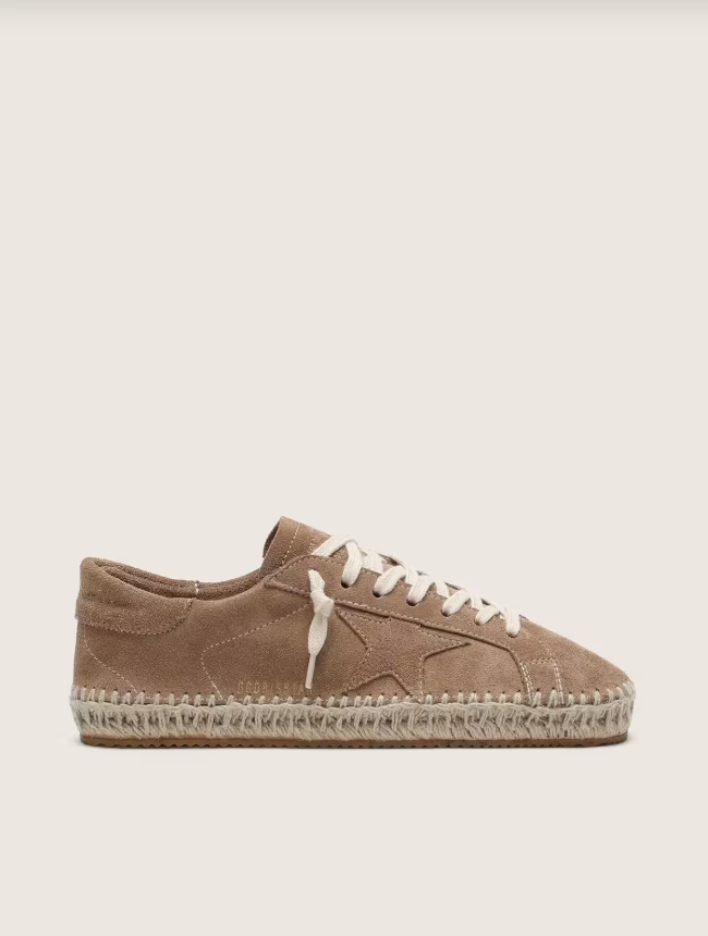 Golden Goose Super-Star in tobacco suede with beige suede star and rope sole
