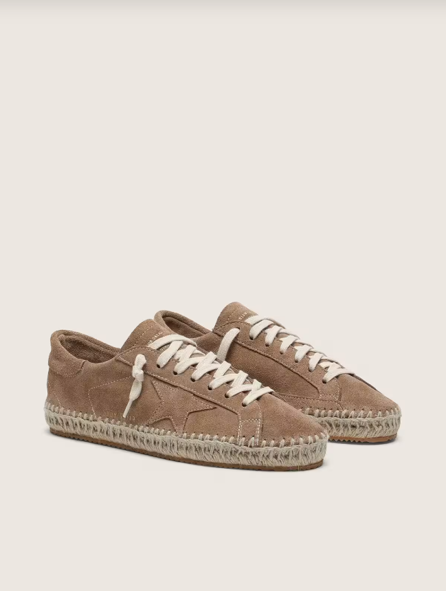 Golden Goose Super-Star in tobacco suede with beige suede star and rope sole
