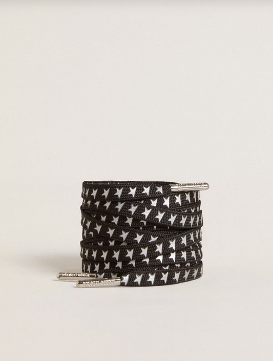 Golden Goose Black cotton laces with contrasting silver stars