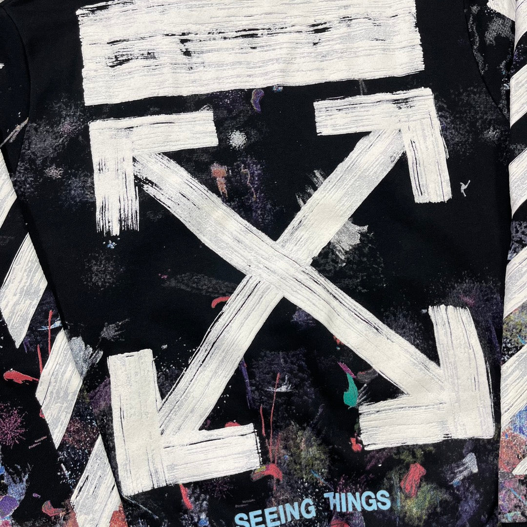 Off-White fireworks arrow zipper hooded cardigan sweatshirt