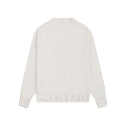 AMI Big Logo V-neck Button Sweater Cream