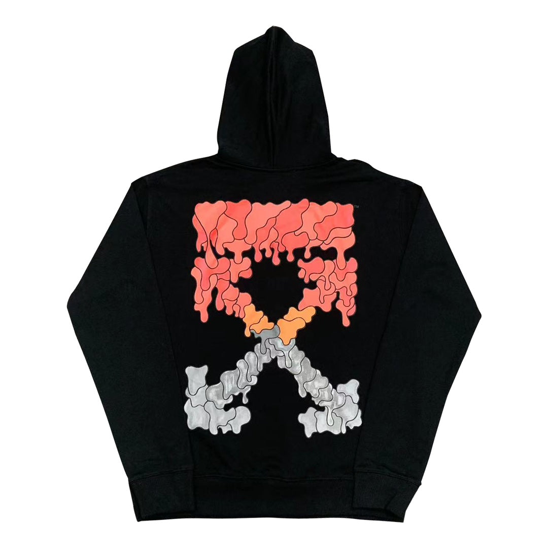 Off-White arrow dissolve print hooded sweater orange/grey