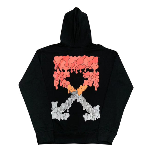 Off-White arrow dissolve print hooded sweater orange/grey
