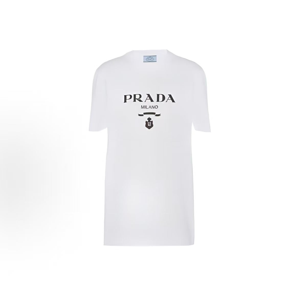 PRADA SS22 Logo pattern plain knit short-sleeved T-shirt for women, white color