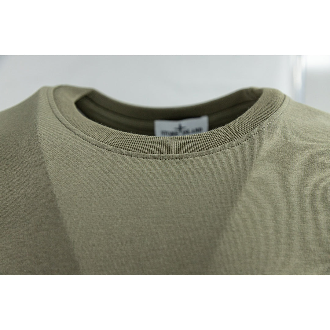 Stone Island Logo Tee In Army Green