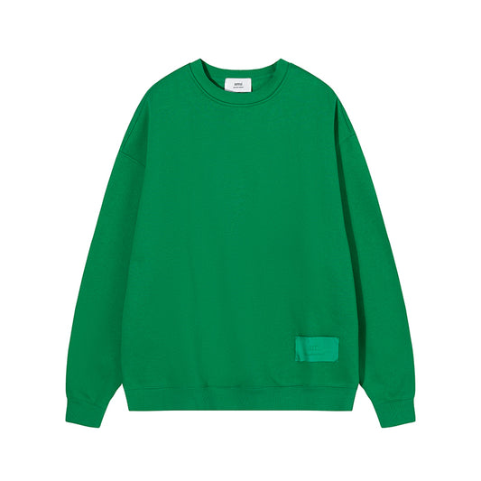 AMI  Solid Color Crewneck Hoodie Dark Green