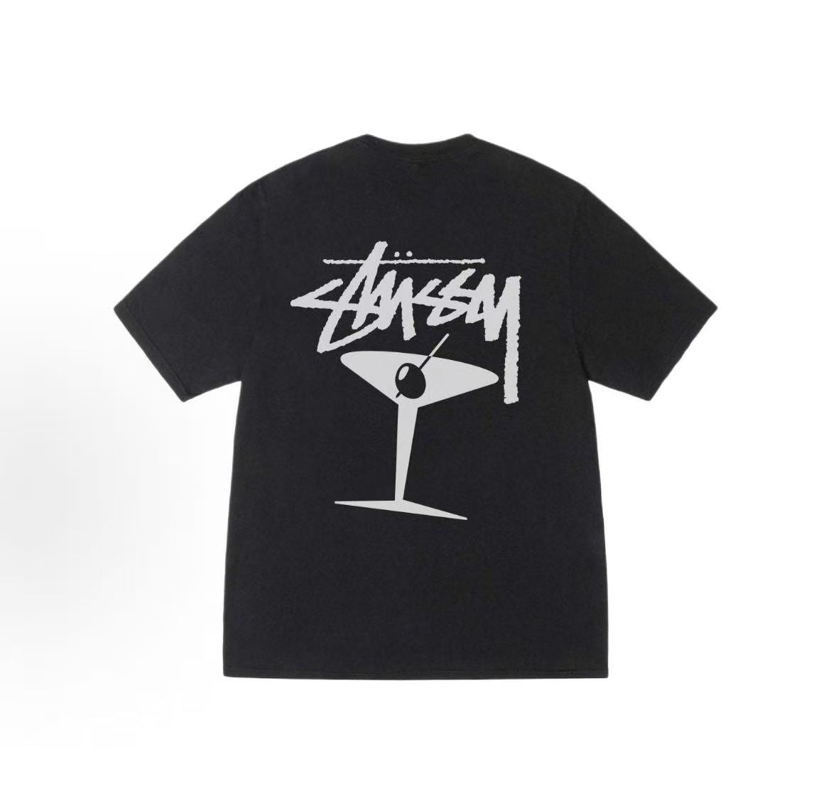 Stussy SS25 Back Print Logo Plain Knit Short-Sleeved T-Shirt (For Both Men and Women)