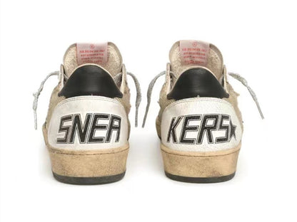 حذاء سنيكرز "Ball Star" من GOLDEN GOOSE من الجلد والشبك مع عروة كعب سوداء