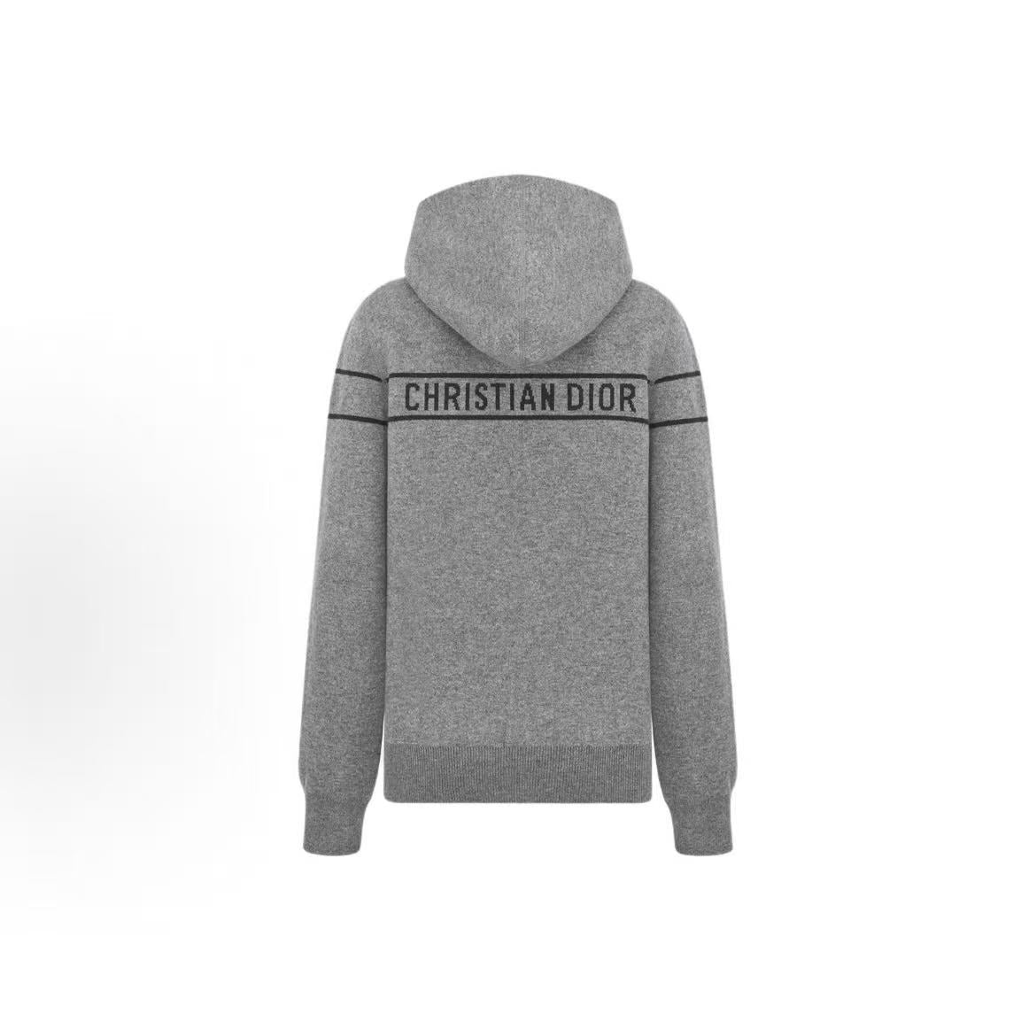 DIOR (Dior) FW25 ALPS Limited Edition Collection for Ladies - Oblique Patterned Cashmere Blend Knitted Double-sided Hooded Long-Sleeved Blouse - Women's Style
