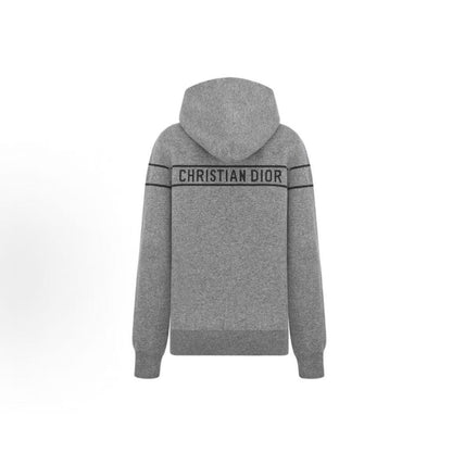 DIOR (Dior) FW25 ALPS Limited Edition Collection for Ladies - Oblique Patterned Cashmere Blend Knitted Double-sided Hooded Long-Sleeved Blouse - Women's Style