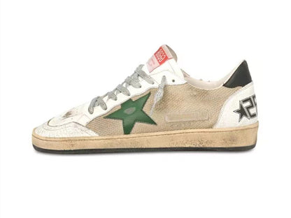 حذاء سنيكرز "Ball Star" من GOLDEN GOOSE من الجلد والشبك مع عروة كعب سوداء