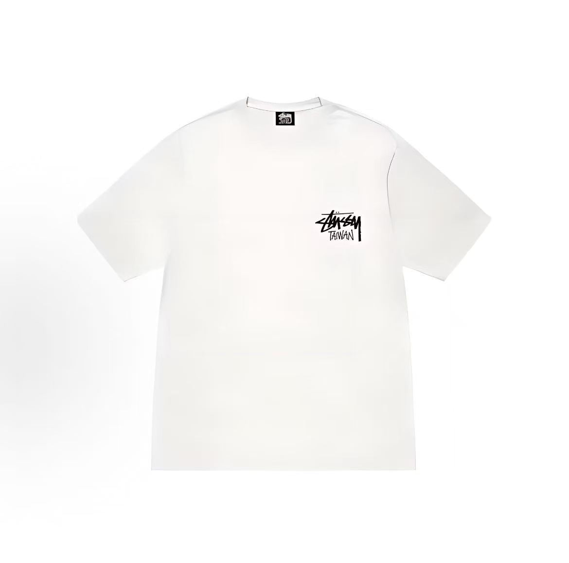 Stussy SS25 Taiwan-exclusive logo letter print loose round-neck comfortable casual short-sleeved American retro T-shirt. Men's and women's versions available.