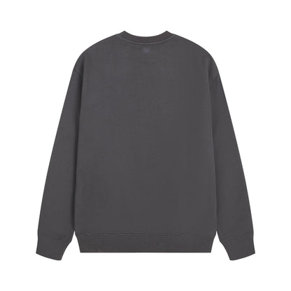 AMI Solid Color Crew Neck Hoodie Grey