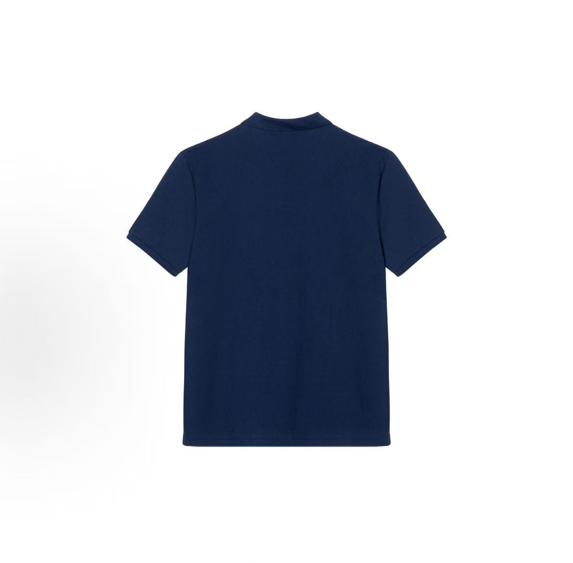 Ralph Lauren FW21 Solid-color Logo Embroidered Pullover Half-Button Short-Sleeve Polo Shirt - Wavy Hair - Men's - Blue