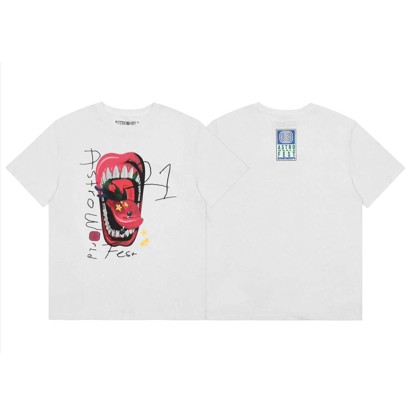 Travis Scott Mouth Print T shirt White
