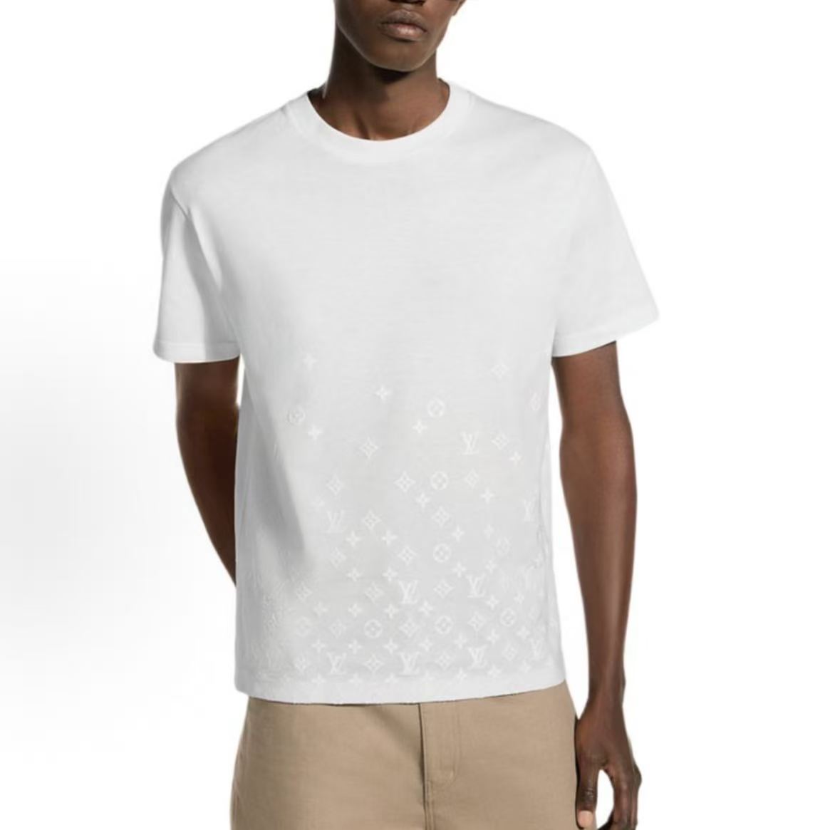 LOUIS VUITTON Monogram Gradient FW26 Early Fall Collection Short-Sleeve Solid Color Flocked Print Gradient T-Shirt for Men