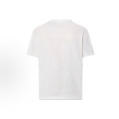 LOUIS VUITTON Logo pattern embroidered crew-neck short-sleeved T-shirt for men, white color